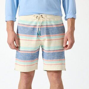 NWT Tommy Bahama Men's Cabana Coast Stripe Shorts Blue 9" Cotton